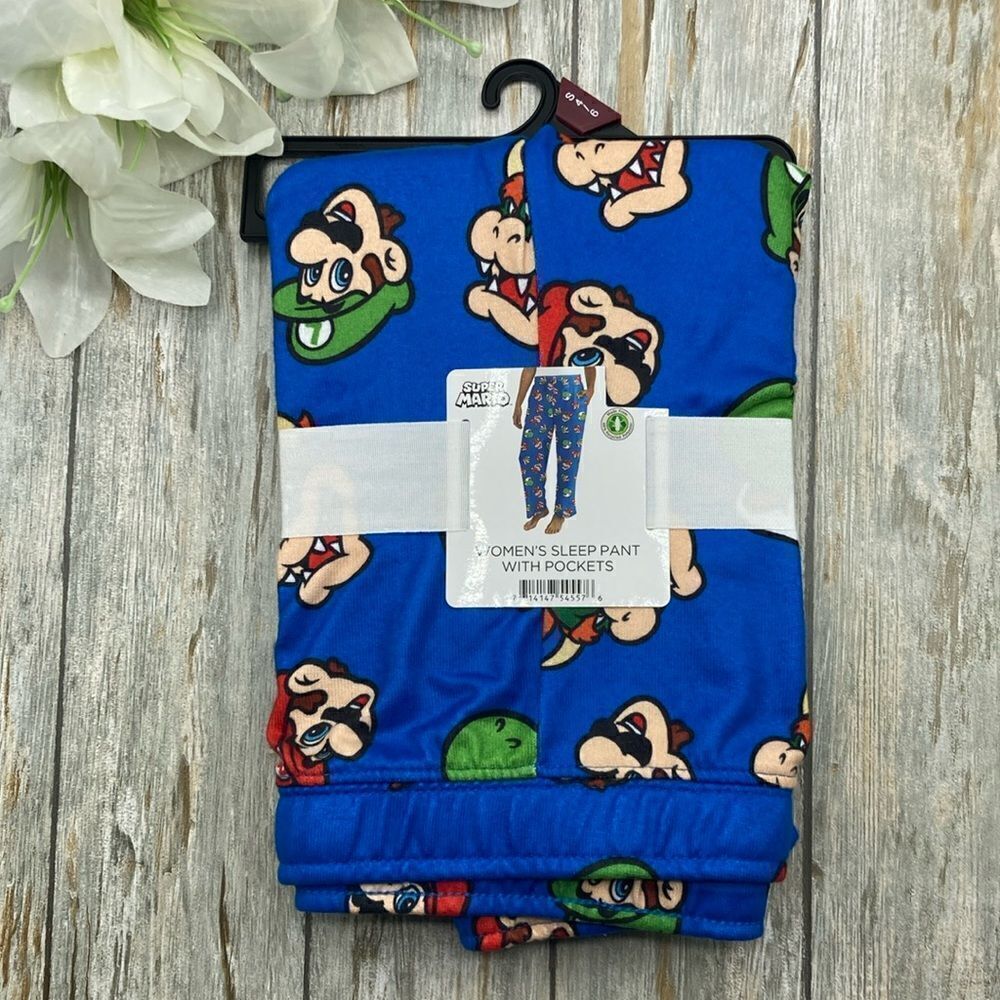 Mario & Friends Print Soft Comfy Lounge Pajama Sleep Pants, Size S
